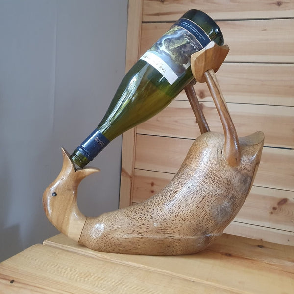 Wooden Duck Wine Bottle Holder