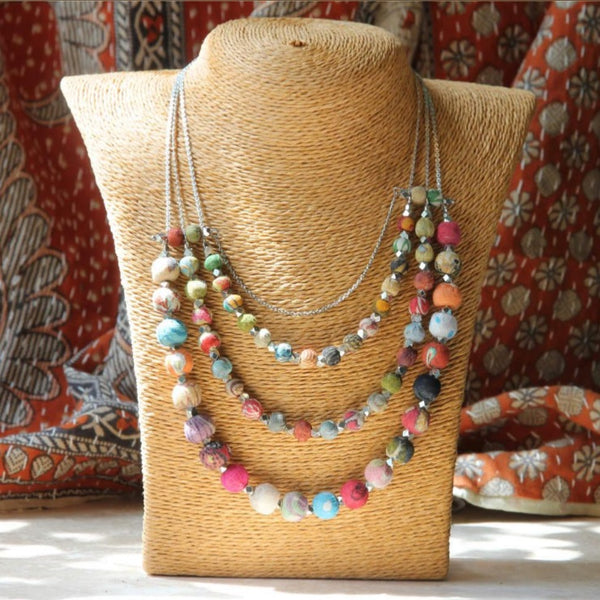 Necklace Cotton Balls - 3 Tier - Voyage Fair Trade