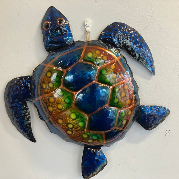Hanging Blue Metal Sea Turtle
