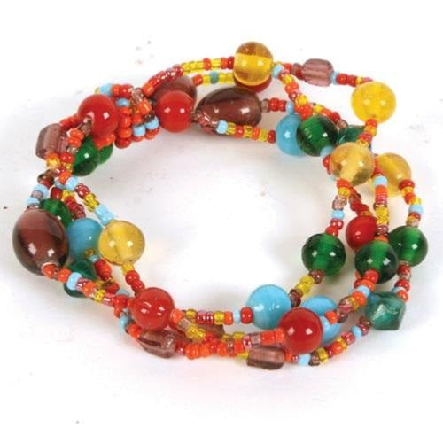 Bracelet Multi-colour Glass Beads 4 String - Voyage Fair Trade