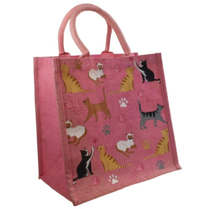 Cats Pink Shopping Jute Bag - Voyage Fair Trade