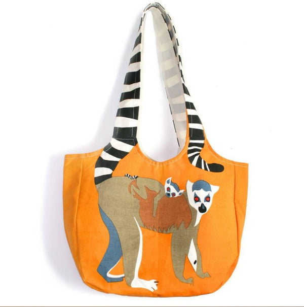 Cotton Ring Tail Lemur Shoulder Bag