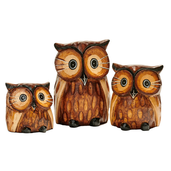 Brown Family of 3 Owls