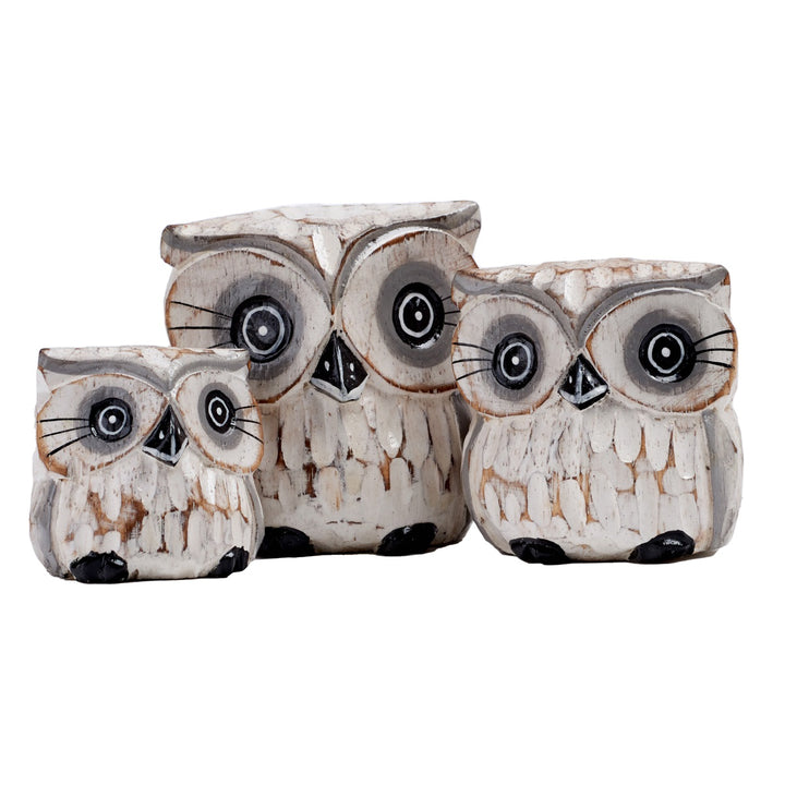 Set of 3 White Owls - Voyage Fair Trade