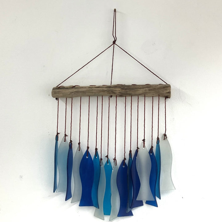 Blue Glass Fish Mobile with 16 pieces