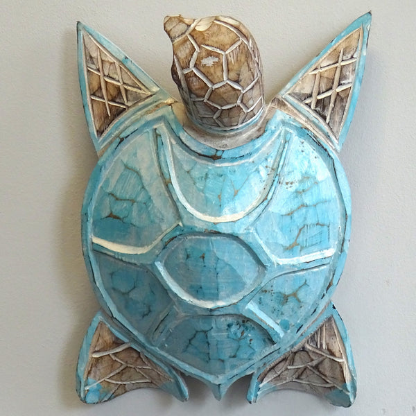 Hanging Turquoise Wooden Sea Turtle