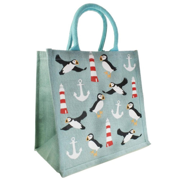 Lighthouse, Puffin, Anchor Shopping Jute Bag - Voyage Fair Trade