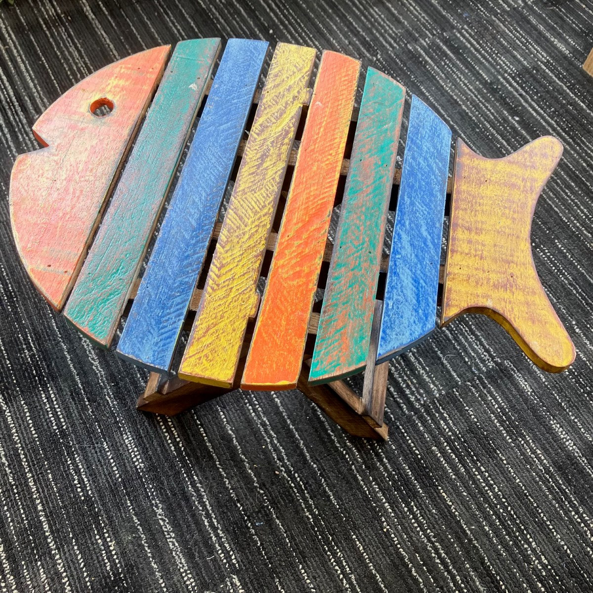 Multi-coloued Wood Fish Table Foldable | Homeware | Voyage Fair Trade