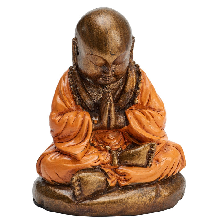 Chinese Buddha Ornament painted Orange Resin