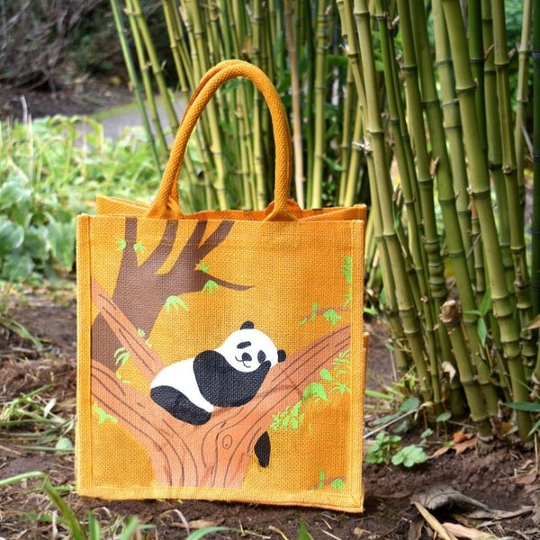 Orange Panda Shopping Jute Bag - Voyage Fair Trade