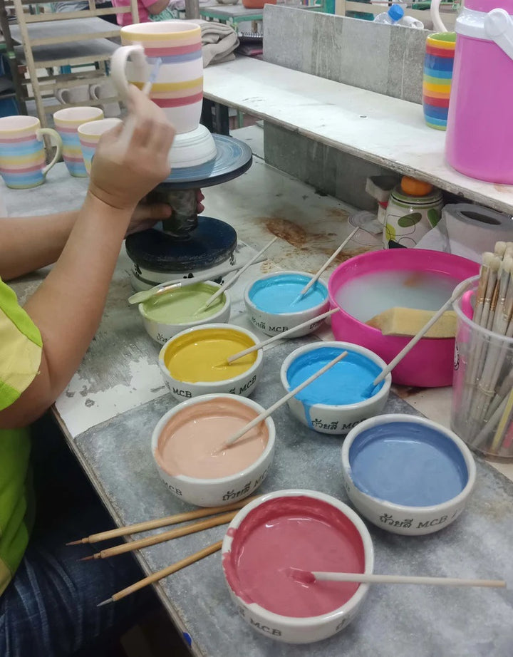 Hand painting Rainbow Striped Mug