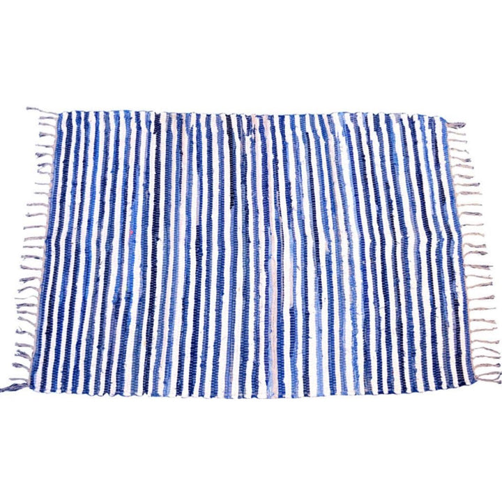 Recycled Denim Striped Rug - Voyage Fair Trade