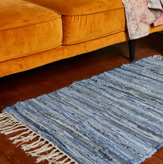 Recycled Denim Striped Rug - Voyage Fair Trade