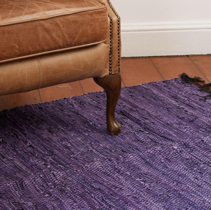 Purple Recycled Leather Rug