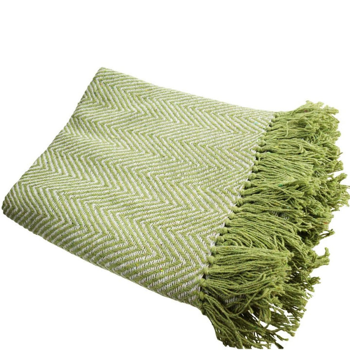 Throw / Bedspread Soft Chevron Design Green - Voyage Fair Trade