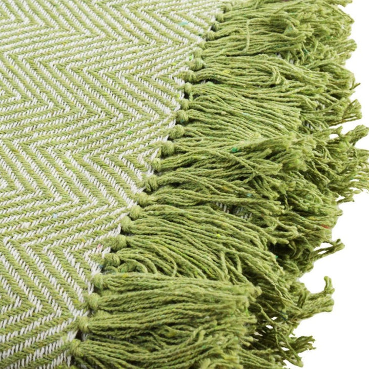 Throw / Bedspread Soft Chevron Design Green - Voyage Fair Trade