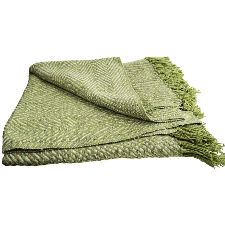 Throw / Bedspread Soft Chevron Design Green - Voyage Fair Trade