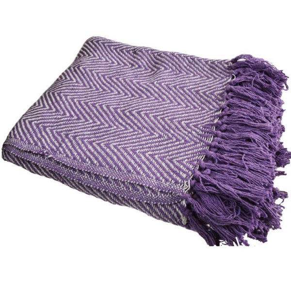 Throw / Bedspread Soft Chevron Design Purple - Voyage Fair Trade