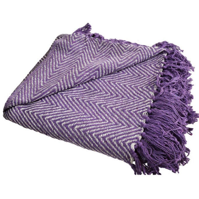 Throw / Bedspread Soft Chevron Design Purple - Voyage Fair Trade