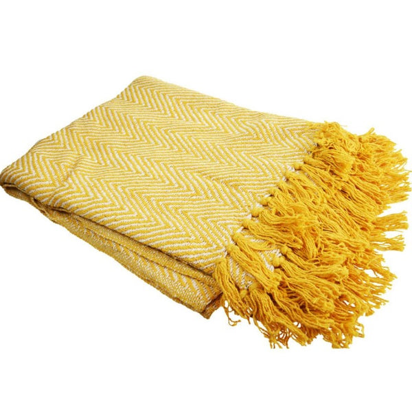 Throw / Bedspread Soft Chevron Design Yellow
