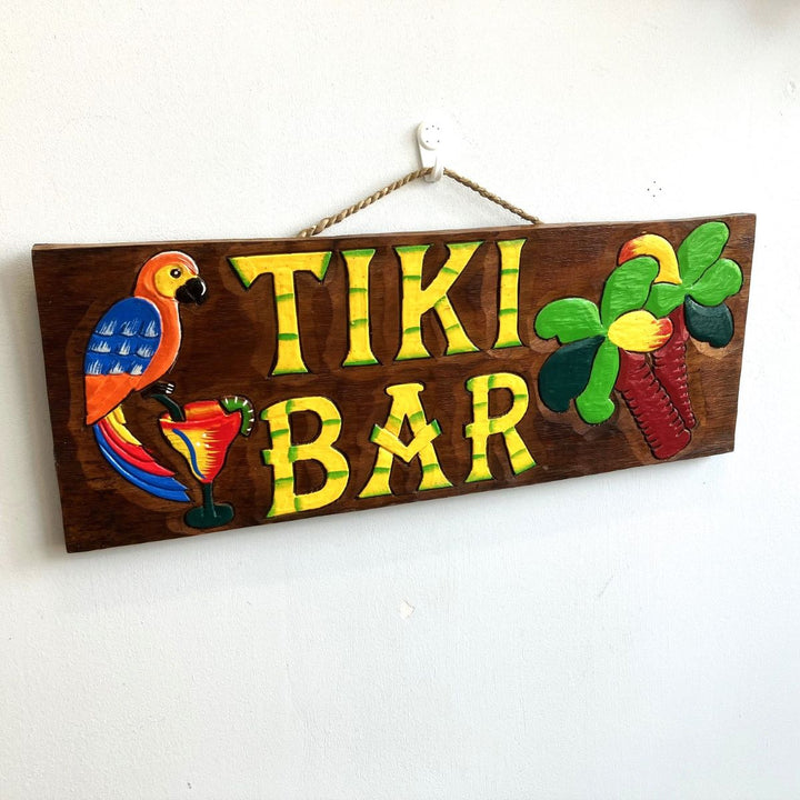 Tiki Bar Sign Parrot & Cocktail Glass - Voyage Fair Trade