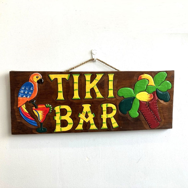 Tiki Bar Sign Parrot & Cocktail Glass - Voyage Fair Trade