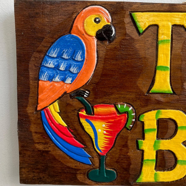 Tiki Bar Sign Parrot & Cocktail Glass - Voyage Fair Trade