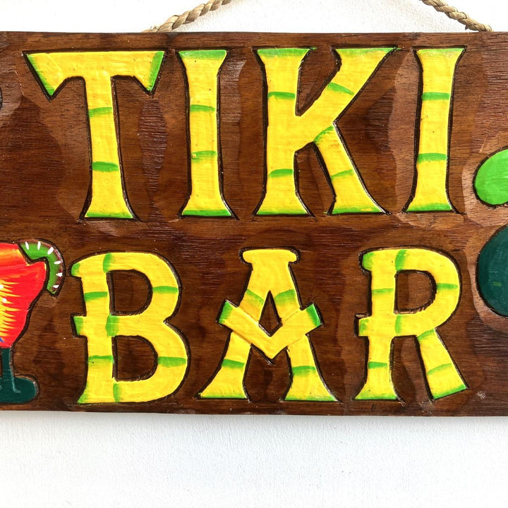 Tiki Bar Sign Parrot & Cocktail Glass - Voyage Fair Trade