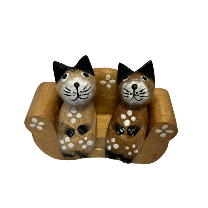 Wooden Cats on a Sofa Ornament - Voyage Fair Trade