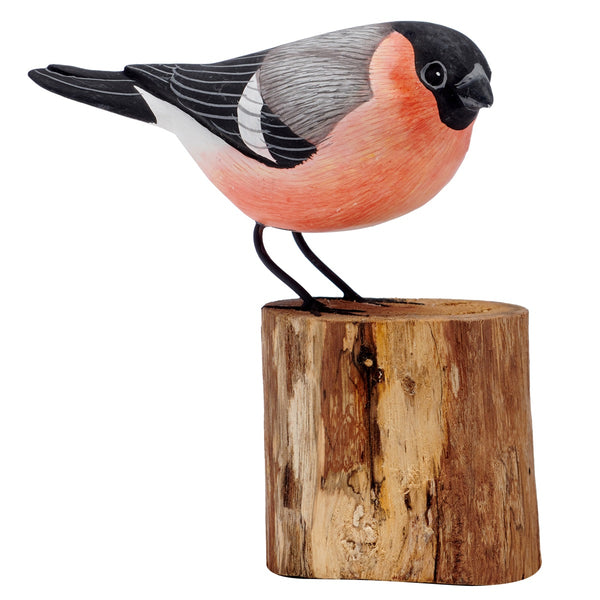 Wooden Bullfinch Bird on Stand