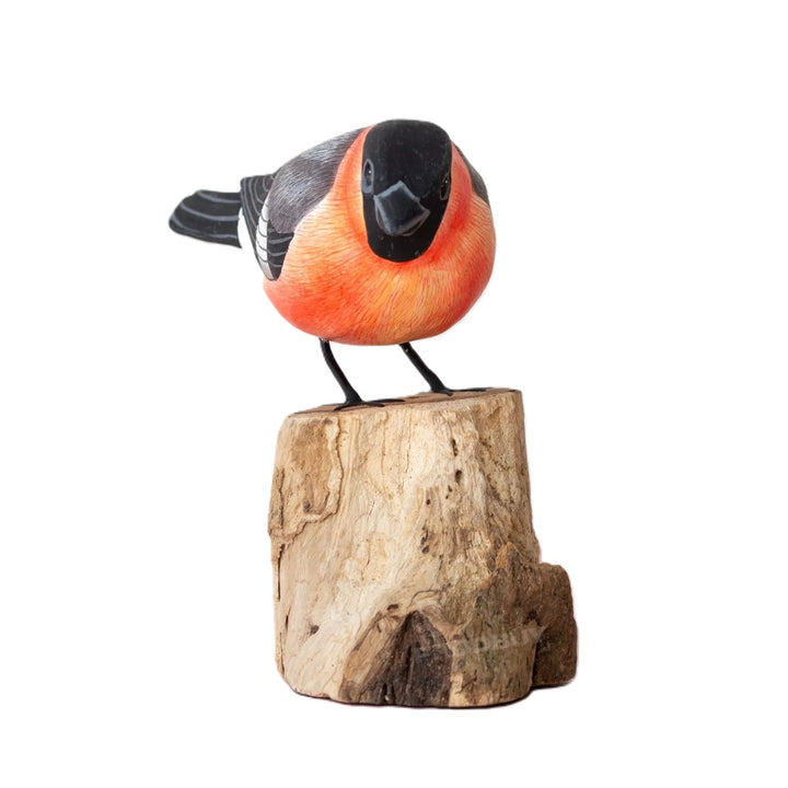 Wooden Bullfinch Bird on Stand