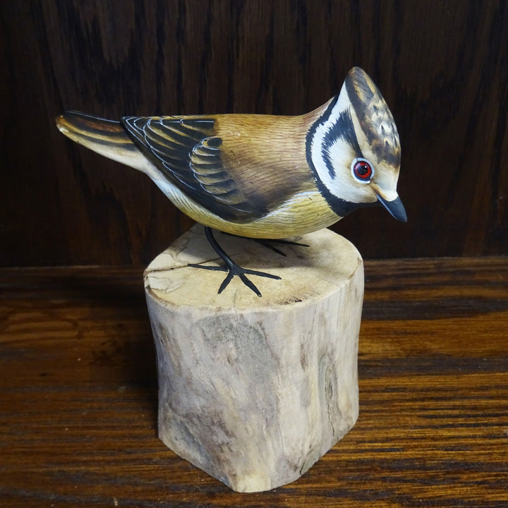 Wooden Crested Tit Bird Ornament