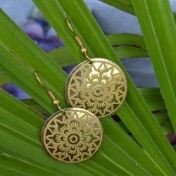 Earrings with Brass Discs - Voyage Fair Trade