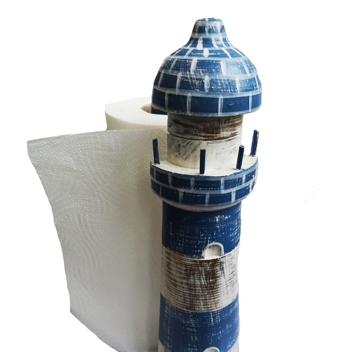 Blue & White Lighthouse Kitchen/Toilet Roll Holder - Voyage Fair Trade