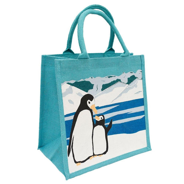 Penguin & Chick Jute Shopping Bag