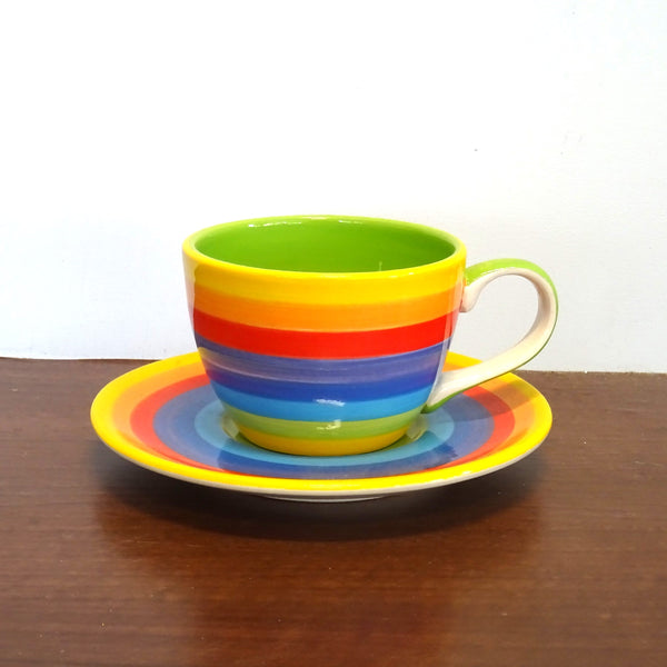 Rainbow Tea Cup and Saucer - Voyage Fair Trade